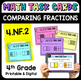 Comparing Fractions Math Task Cards - Printable & Digital 4.NF.2
