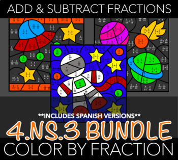 Preview of 4.NF.3 Color by Fraction - Addition & Subtraction & Simplification - BUNDLE