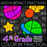 4.NF.3 Add/Subtract/Simplify Fractions - Color by Fraction