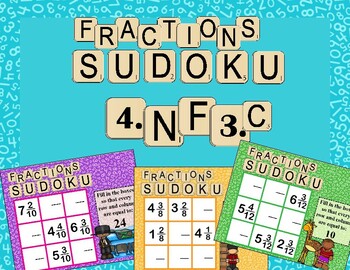 Preview of 4.NF.3c Adding Fractions with like Denominators Sudoku