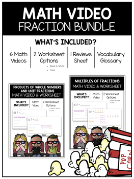 Preview of 4.NF.4: Multiplying Fractions Math Video and Worksheet BUNDLE
