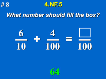 Preview of 4.NF.5 4th Grade Math - Add & Express Fractions As Equivalent Google Slide Set