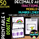 4th Grade Decimals as Fractions and Number Lines Distance 