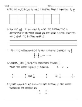 4.NF.A.1 and 4.NF.A.2 Worksheet (Practice/Homework/Quiz) | TpT