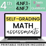 SELF-GRADING 4th Grade Math Tests - Fractions [DIGITAL + P