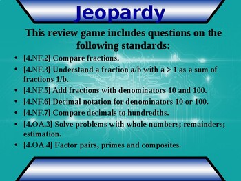 Preview of 4.NF Jeopardy Style Review Game