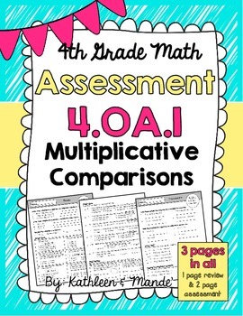 Preview of 4.OA.1 Assessment: Multiplicative Comparisons