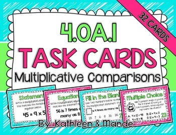 Preview of 4.OA.1 Task Cards: Multiplicative Comparisons
