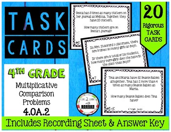 Preview of 4.OA.2 Multiplicative Comparison Word Problems 4th Grade Task Cards