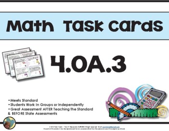 Preview of 4.OA.3 - 4th Grade Math Task Cards 4.0A.3 Common Core Aligned