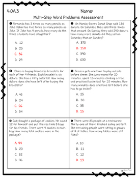 4.OA.3 Solving Word Problems with the 4 Basic Operations Teaching Pack