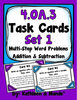 Preview of 4.OA.3 Task Cards {Set 1}: Multi-Step Word Problems (Add & Subtract Only)