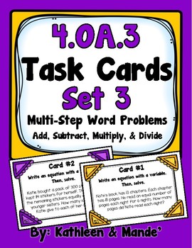 Preview of 4.OA.3 Task Cards {Set 3}: Multi-Step Problems (Add, Subtract, Multiply, Divide)