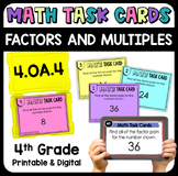 Factors and Multiples Math Task Cards Printable & Digital 4.OA.4
