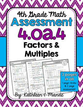 Preview of 4.OA.4 Assessment: Factors & Multiples