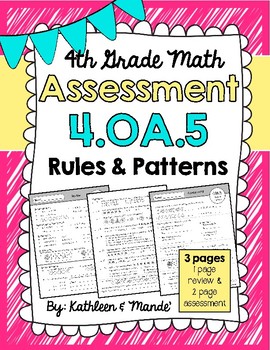 Preview of 4.OA.5 Assessment: Rules & Patterns