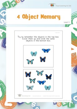 4 object memory visual memory worksheets by visual learning for life