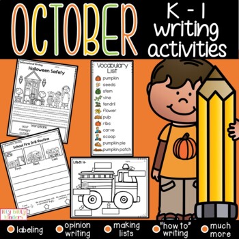 Preview of October Writing Resource for Kindergarten and First Grade, Writing Centers