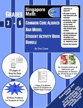 Preview of 4 Operations Bar Model Student Activity Book Bundle: Intro for 3rd-6th Grade