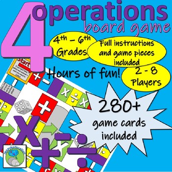 Preview of 4 Operations - Math Board Game - up to 8 players, over 280 questions