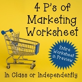 4 P's of Marketing Worksheet