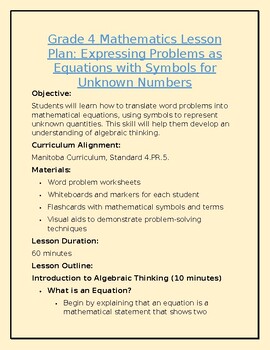 Preview of 4.PR.5 Expressing Problems as Equations with Symbols for Unknown Numbers