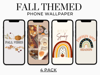 4 Pack - Fall Themed Phone Wallpaper | Spooky Season | Pumpkin Spice Season