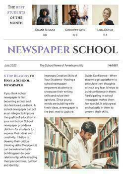 4 Page School Newspaper Template 100 Editable Print On Paper