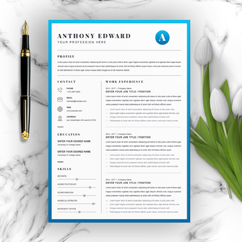 Preview of 4 Pages Modern Resume / CV Template