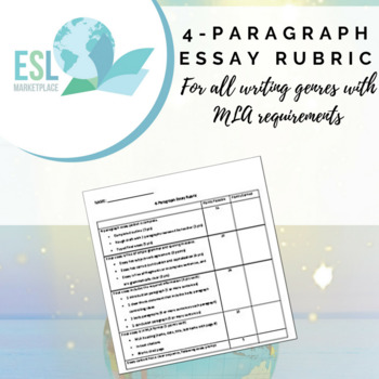 Preview of 4-Paragraph Essay Rubric (Fillable PDF)