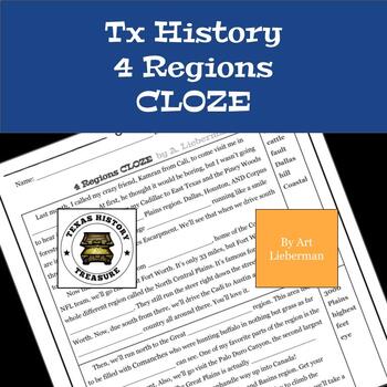 Preview of 4 Physical Regions of Texas CLOZE | 7th Grade