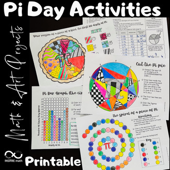 Preview of 4 Pi Day Math Activities | Math & Art Projects | Coloring Circles | Pie Chart