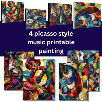 Preview of 4 Picasso Style Music Printable Painting Download