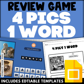 Preview of 4 Pics 1 Word - End of the Year Review Game - Slideshow Template and Worksheets