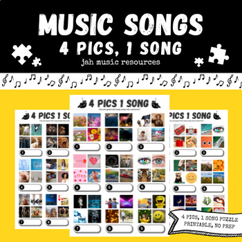 Preview of 4 Pictures, 1 Song | Music Puzzle Printable Worksheet