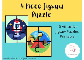 👉 4-Piece Jigsaw Puzzle Template, Primary Resource