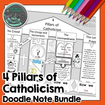 Preview of 4 Pillars of Catholicism Doodle Notes BUNDLE