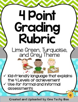 Preview of 4-Point Grading Rubric - Lime Green, Turquoise, and Grey Theme