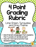 4-Point Grading Rubric - Lime Green, Turquoise, and Grey Theme