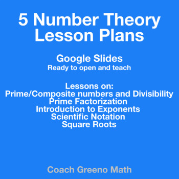 Preview of 5 Pre-Algebra Lesson Plans on Number Theory