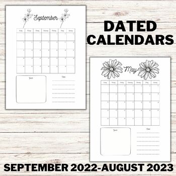 4 Printable Calendars 2022-2023 for teacher binder by Inspire Yourself