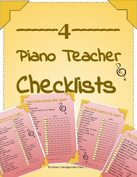 Preview of 4 Printable Piano Teacher Checklists! For end or beginning of the year!