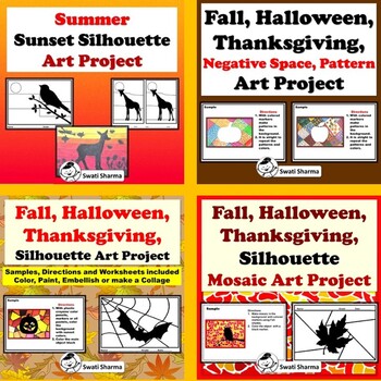 Preview of 4 Products, Fall, Halloween, Thanksgiving, Art Activity Bundle, Coloring Pages