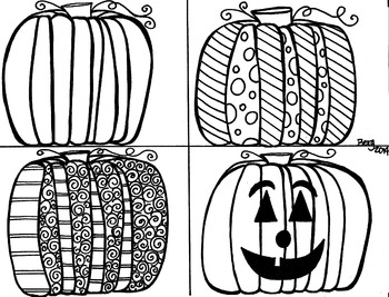 Preview of 4 Pumpkins Coloring Sheet