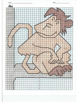 Preview of 4 Quadrant Coordinate Graph Mystery Picture, Abe the Monkey in the Tree