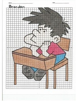 Preview of 4 Quadrant Coordinate Graph Mystery Picture, Brandon the Bored Student