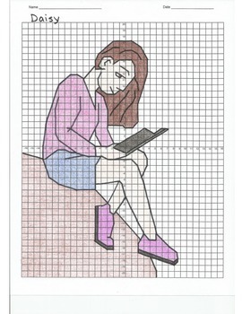 Preview of 4 Quadrant Coordinate Graph Mystery Picture, Daisy Reading