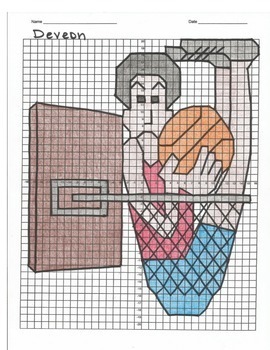 Preview of 4 Quadrant Coordinate Graph Mystery Picture, Deveon Basketball Failure