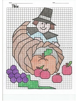 Preview of 4 Quadrant Coordinate Graph Mystery Picture, Pete the Pilgrim