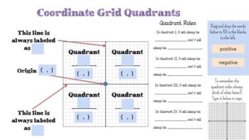 Preview of 4 Quadrant Coordinate Grid Digital/Interactive Notes (Google Slides)